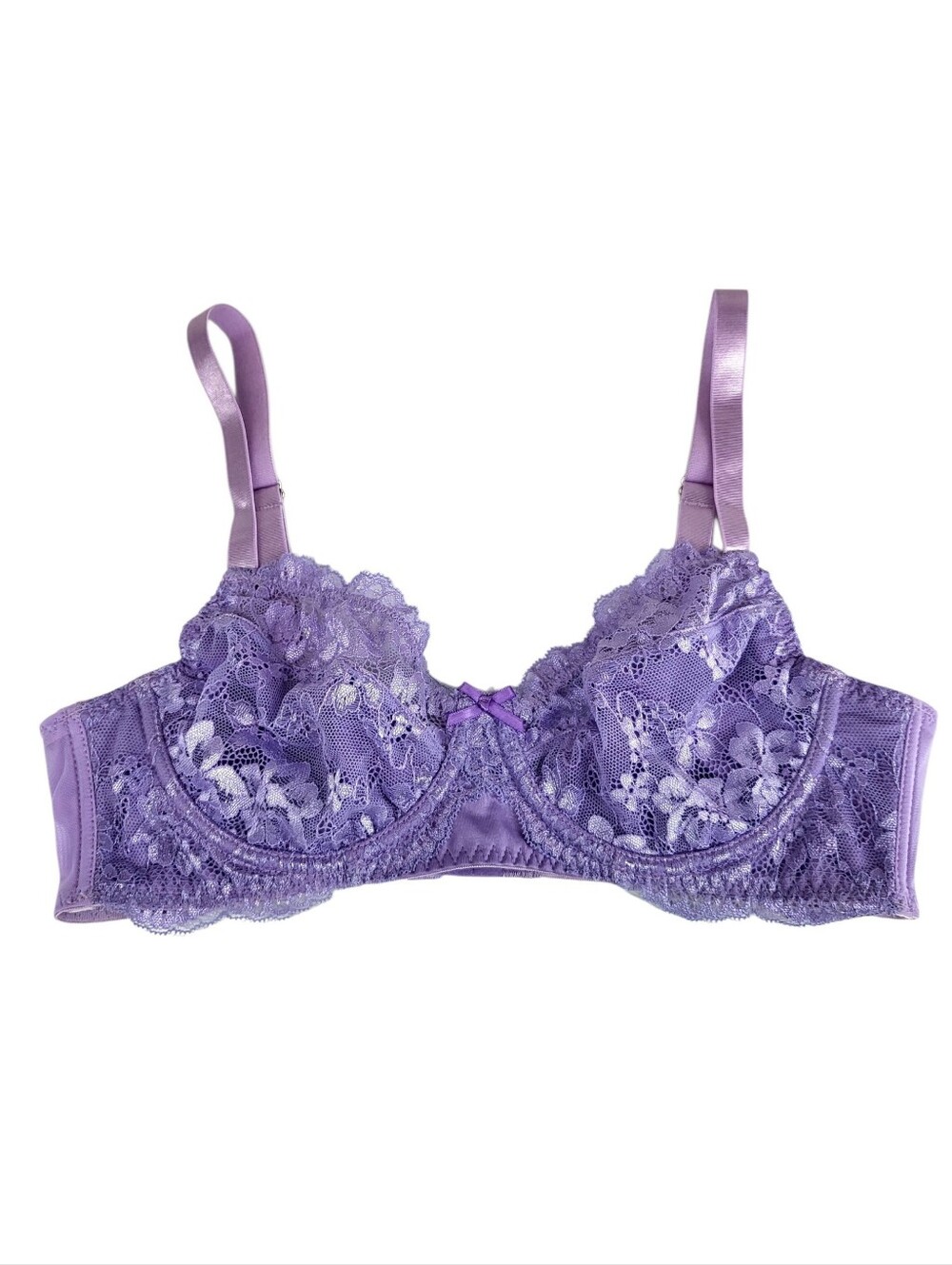 Avidlove Purple Floral Lace Unlined Underwire Bra Sheer Lingerie Romantic Size M